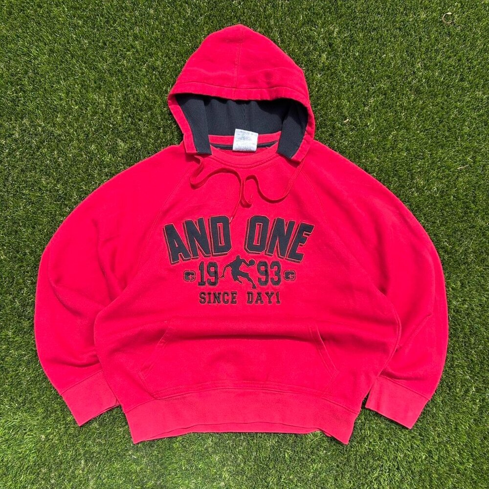 Vintage Red Basketball Sportswear Streetwear 90s Casual “And One” Red Skater Hoo